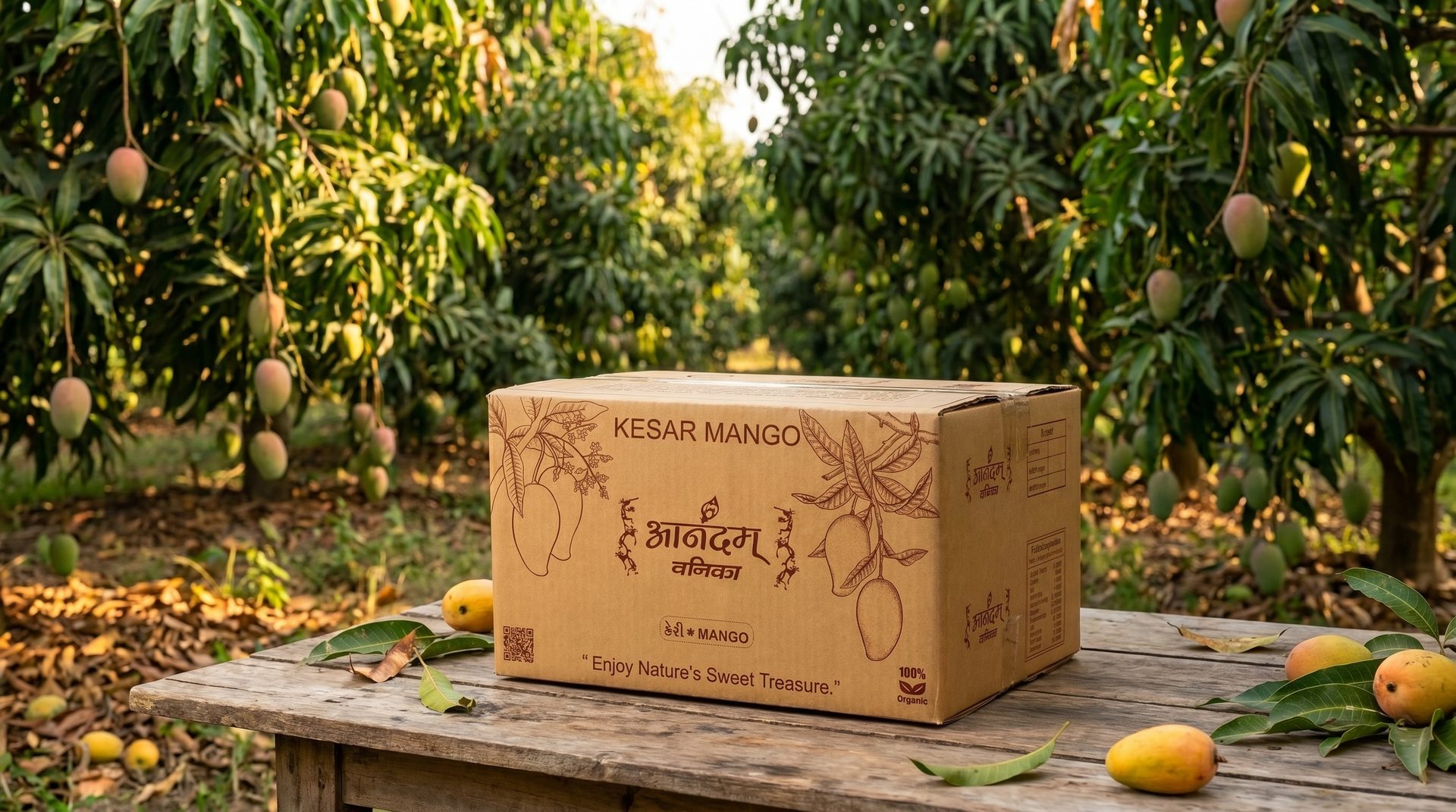Harvested Kesar mangoes resting in farm